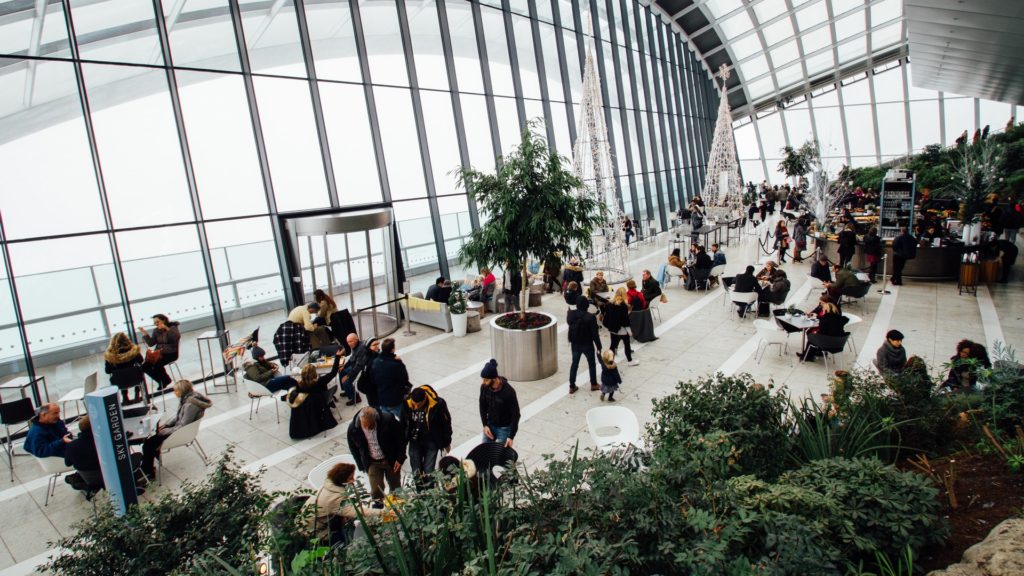 Image of a crowded airport scene.