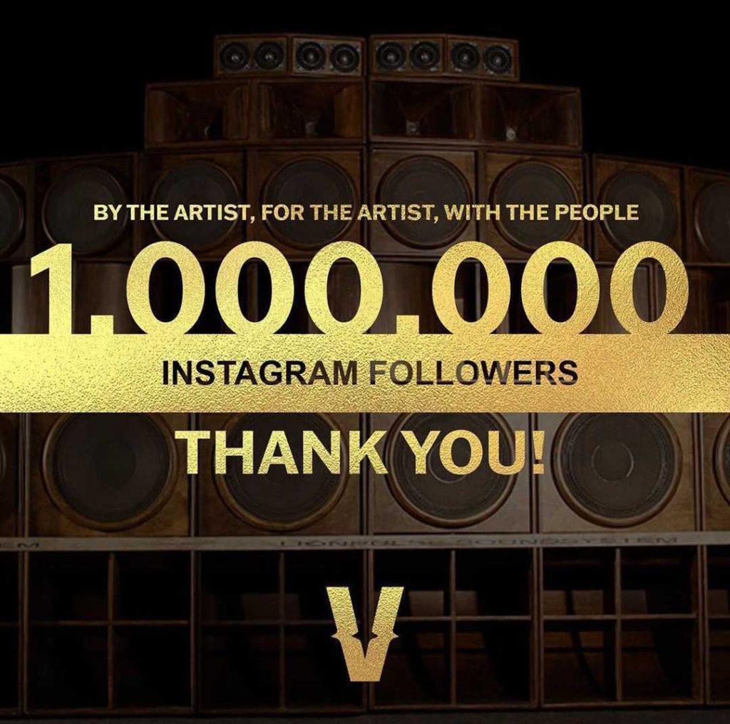 graphic saying thank you for 1 million instagram followers from Verzuz account