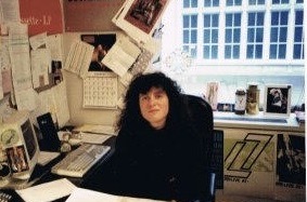 Entertainment and music marketing executive Kim Kaiman sitting at her desk in her office. Kim worked for a variety of music labels, such as Atlantic Records and Jive Records, to help with development of Britney Spears' brand and marketing strategy.
