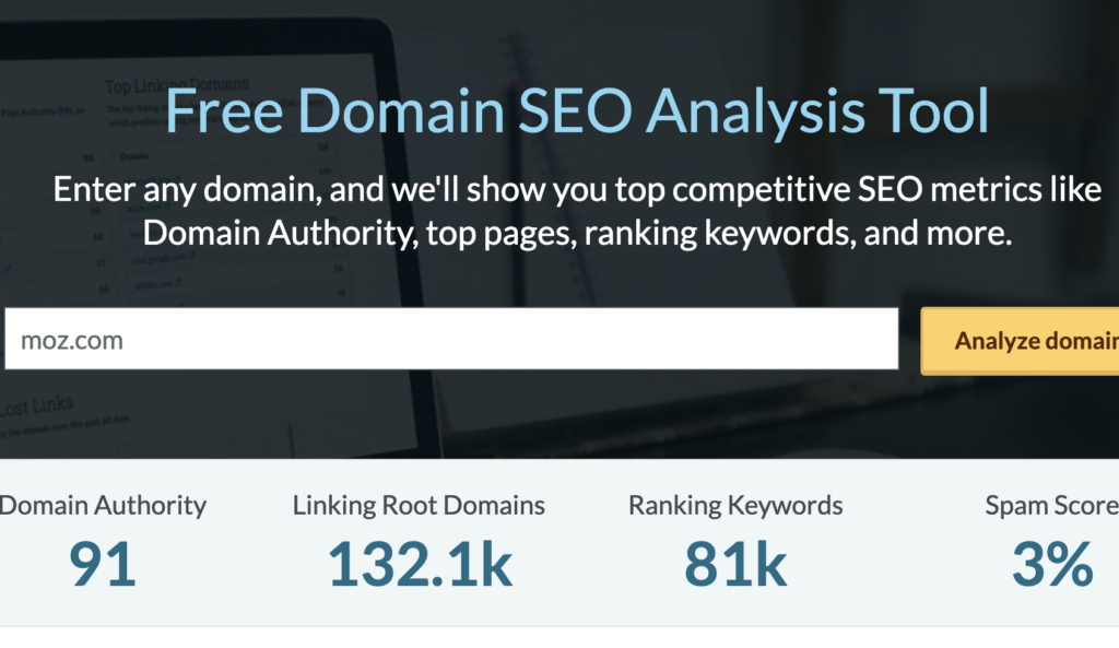 moz domain analysis marketing resource