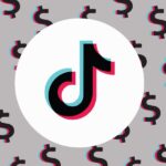 Close up of TikTok brand logo with US dollar signs behind it in the background from a Modern Retail article on employee influencers and brand policies