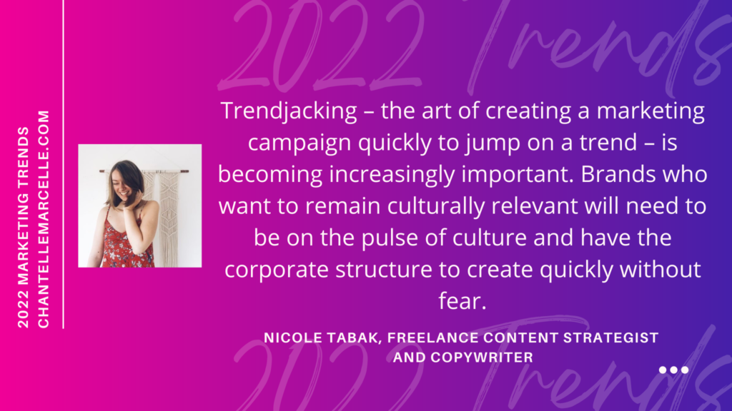 nicole tabak, freelance content strategist and copywriter, discusses trendjacking in marketing