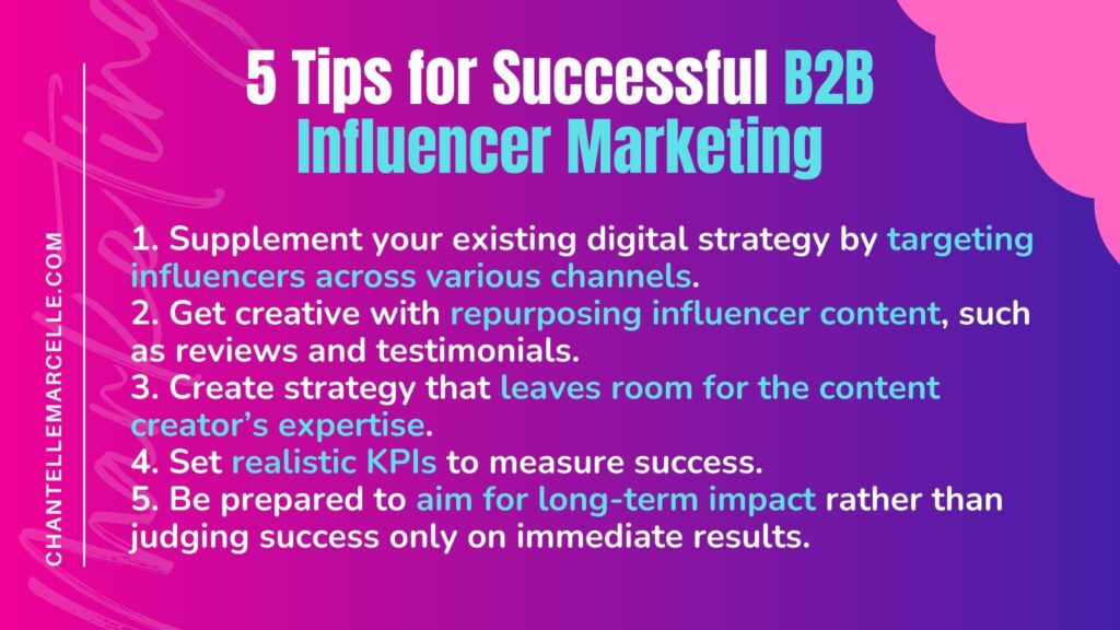 list of 5 tips for creating a successful b2b influencer marketing strategy