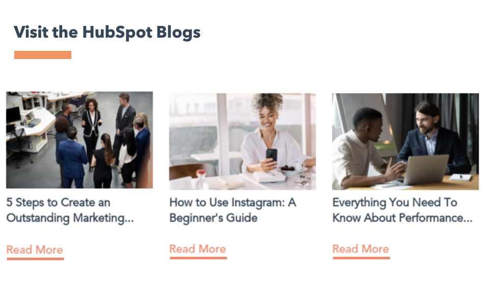 email marketing newsletter example - hubspot calls to action at end of content pointing to just 3 blog articles