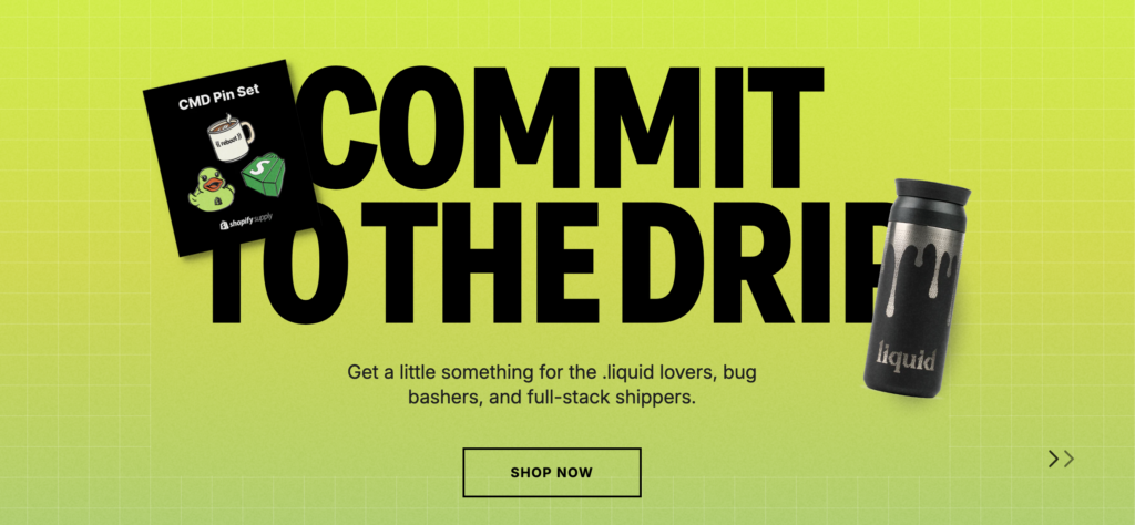 Screenshot of Shopify Supply, an example of a B2B brand successfully using a brand merch shop as a creative marketing strategy idea